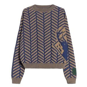 Reese Cooper Herringbone Knit Sweater Royal Blue